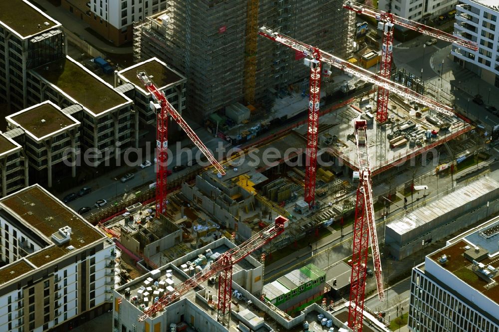 Aerial image Frankfurt am Main - Building site office building ZEBRA on Hattersheimer Strasse corner Europa-Allee in the district Gallus in Frankfurt in the state Hesse, Germany