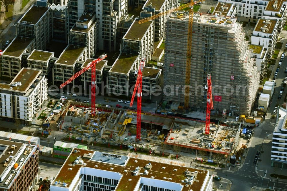 Frankfurt am Main from the bird's eye view: Building site office building ZEBRA on Hattersheimer Strasse corner Europa-Allee in the district Gallus in Frankfurt in the state Hesse, Germany