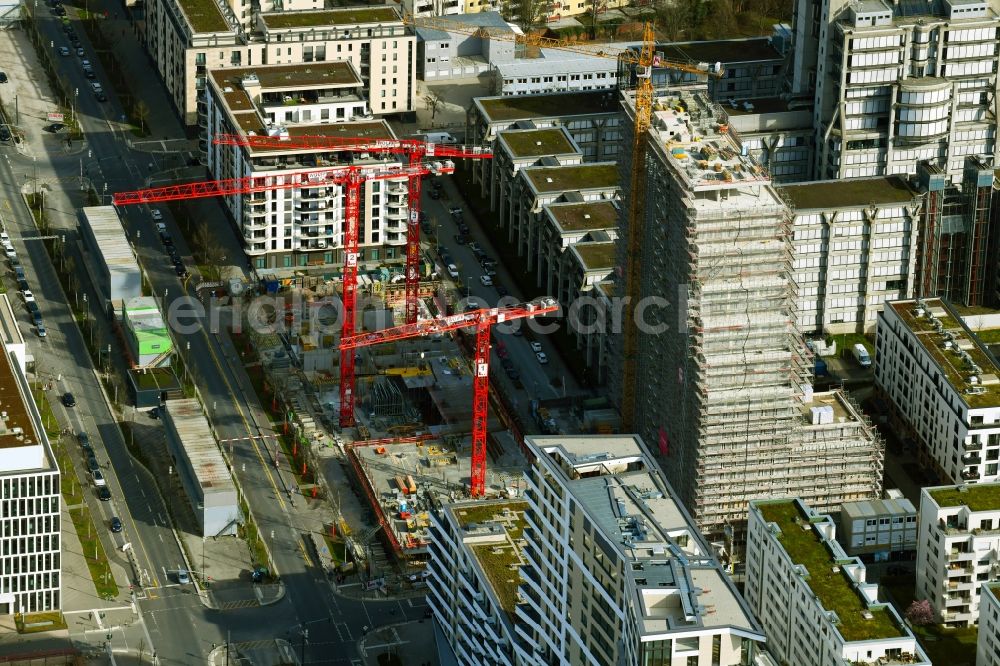 Aerial image Frankfurt am Main - Building site office building ZEBRA on Hattersheimer Strasse corner Europa-Allee in the district Gallus in Frankfurt in the state Hesse, Germany