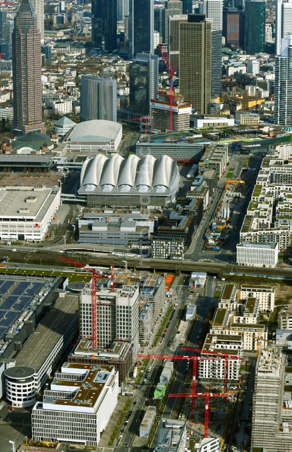 Aerial photograph Frankfurt am Main - Building site office building ZEBRA on Hattersheimer Strasse corner Europa-Allee in the district Gallus in Frankfurt in the state Hesse, Germany