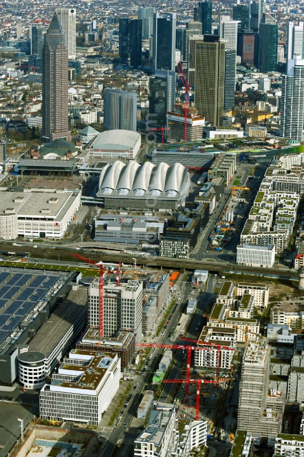 Frankfurt am Main from above - Building site office building ZEBRA on Hattersheimer Strasse corner Europa-Allee in the district Gallus in Frankfurt in the state Hesse, Germany