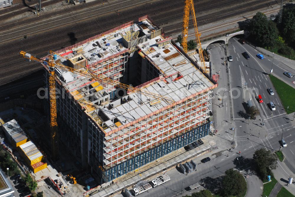 Aerial image München - Construction site of Laimer Wuerfel Building in Munich in the state Bavaria, Germany