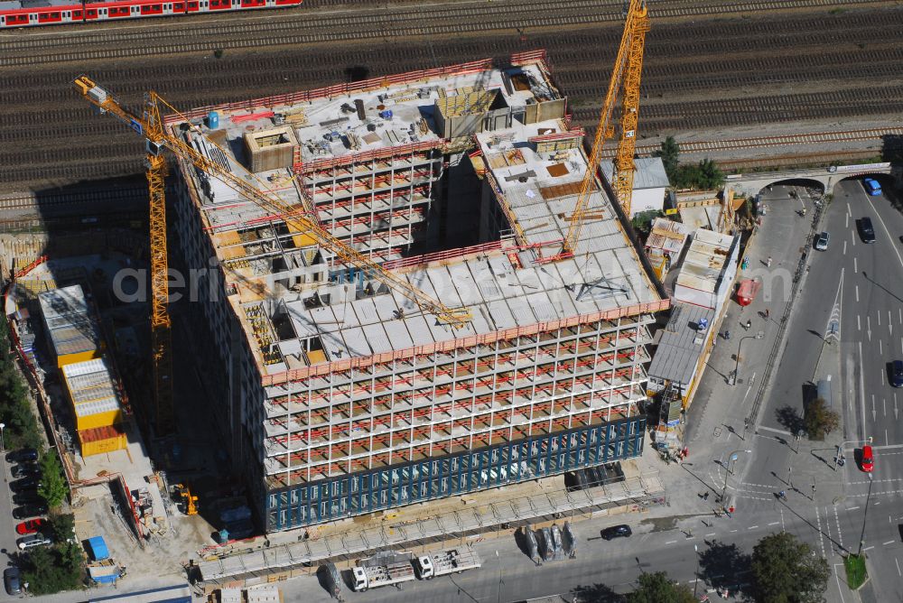 Aerial photograph München - Construction site of Laimer Wuerfel Building in Munich in the state Bavaria, Germany