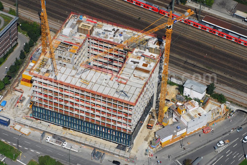 München from the bird's eye view: Construction site of Laimer Wuerfel Building in Munich in the state Bavaria, Germany