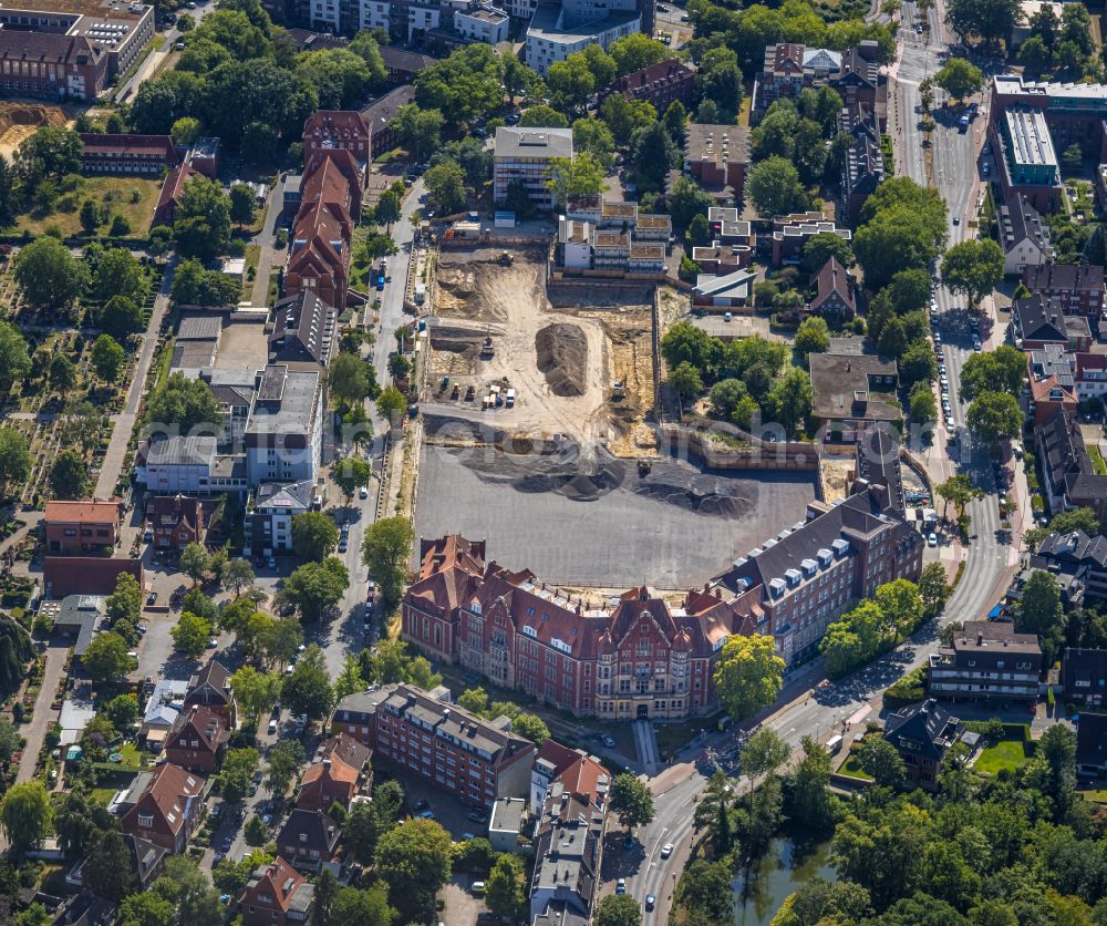 Aerial image Münster - Construction site of the Muenster University of Applied Sciences for the new Hueffer Campus on Robert-Koch-Strasse in Muenster in the state of North Rhine-Westphalia, Germany