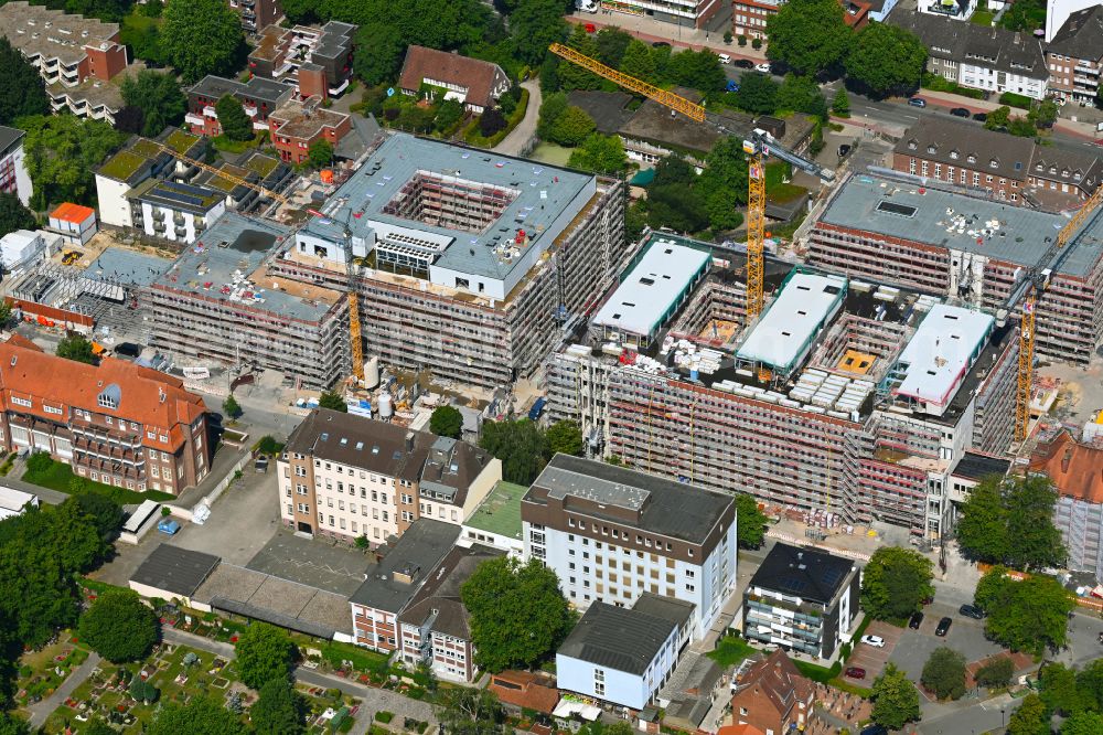 Münster from above - Construction site of the Muenster University of Applied Sciences for the new Hueffer Campus on Robert-Koch-Strasse in Muenster in the state of North Rhine-Westphalia, Germany