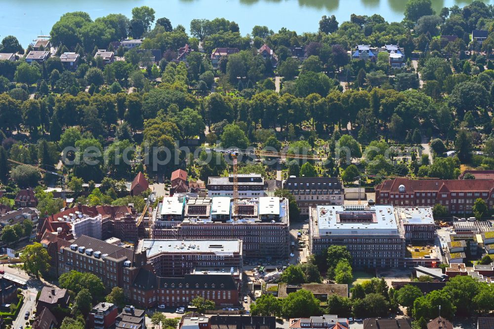 Aerial photograph Münster - Construction site of the Muenster University of Applied Sciences for the new Hueffer Campus on Robert-Koch-Strasse in Muenster in the state of North Rhine-Westphalia, Germany