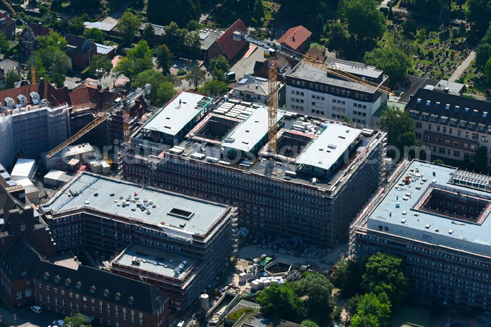 Münster from above - Construction site of the Muenster University of Applied Sciences for the new Hueffer Campus on Robert-Koch-Strasse in Muenster in the state of North Rhine-Westphalia, Germany