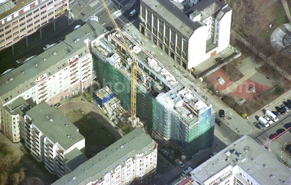 Aerial image Berlin- Mitte - Baustelle Charlottenstraße 68-71 der BEOS Projektentwicklung GmbH. 11.03.02