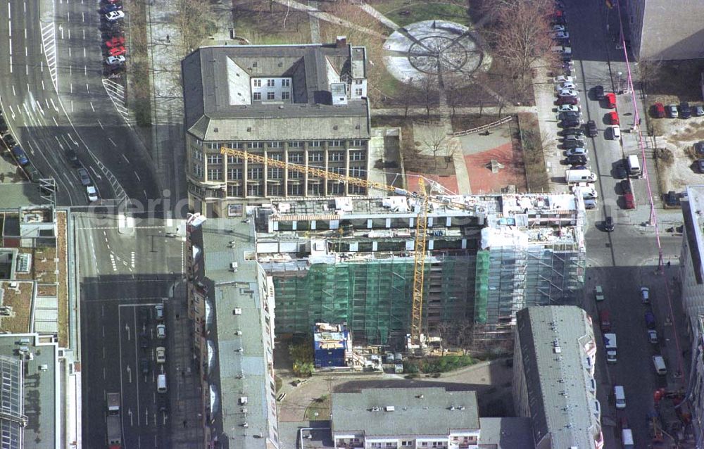 Aerial photograph Berlin- Mitte - Baustelle Charlottenstraße 68-71 der BEOS Projektentwicklung GmbH. 11.03.02