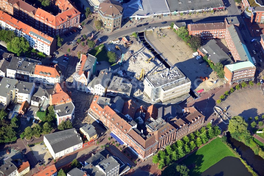 Aerial image Cuxhaven - Construction site on the area of the former Karstadt building in the midtown of Cuxhaven at the Nordersteinstrasse in Cuxhaven in in the state of Lower Saxony