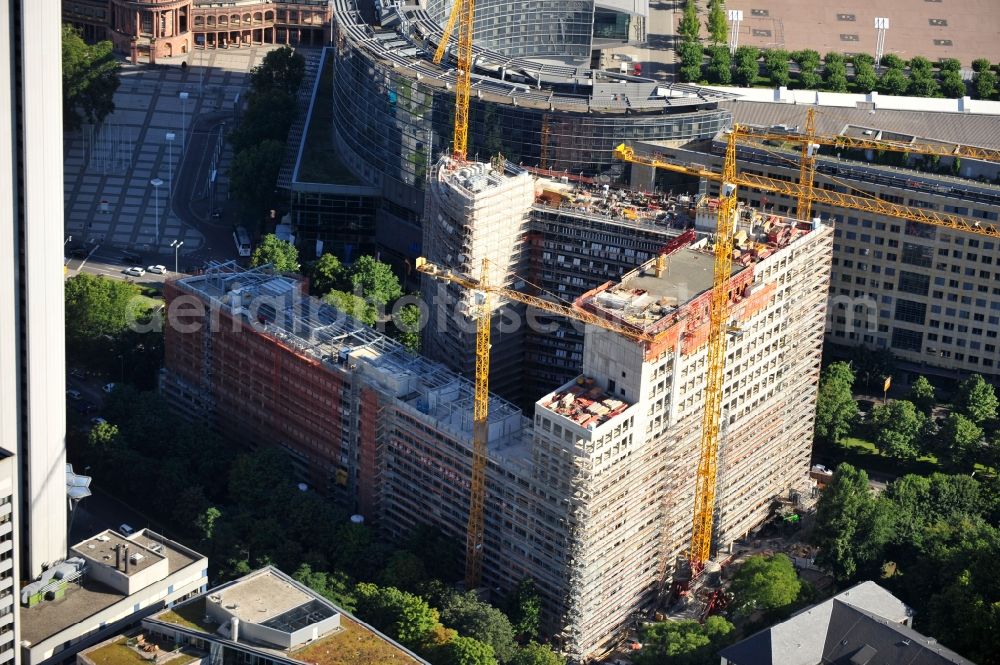 Aerial image Frankfurt am Main - View of construction site of dekaBank concern in Frankfurt am Main in Hesse