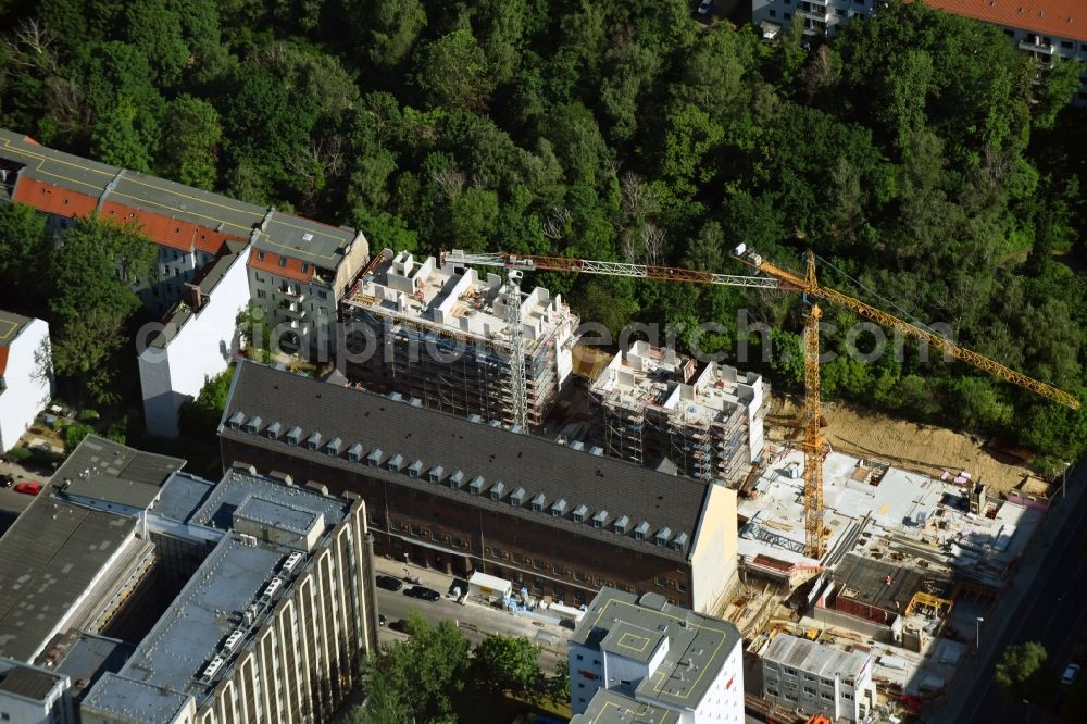 Berlin from the bird's eye view: Construction site to build a new multi-family residential complex Carree Alte Postan on Dottistrasse - Ruschetrasse in the district Lichtenberg in Berlin, Germany