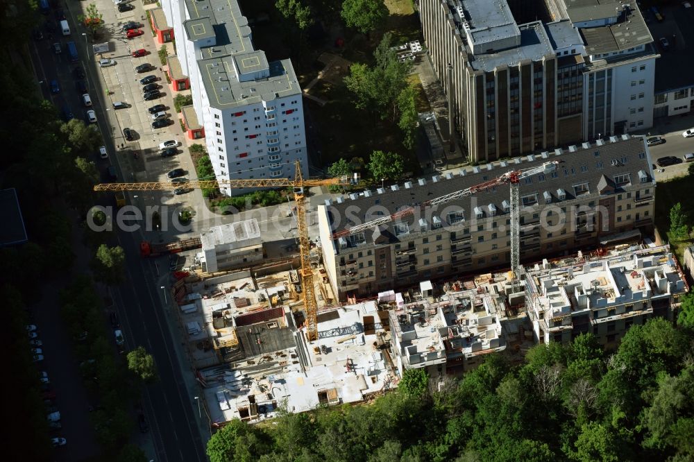 Berlin from above - Construction site to build a new multi-family residential complex Carree Alte Postan on Dottistrasse - Ruschetrasse in the district Lichtenberg in Berlin, Germany