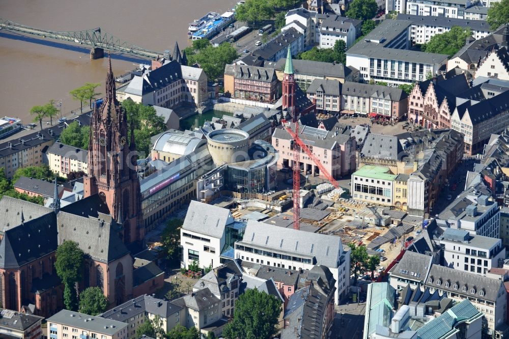 Frankfurt Main from above - Construction Dom-Römer-project (also known as the New Old Town Frankfurt) in Frankfurt in Hesse