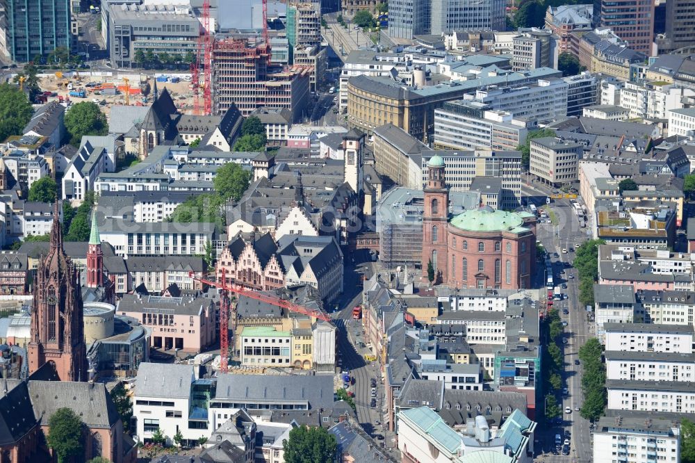 Aerial image Frankfurt Main - Construction Dom-Römer-project (also known as the New Old Town Frankfurt) in Frankfurt in Hesse