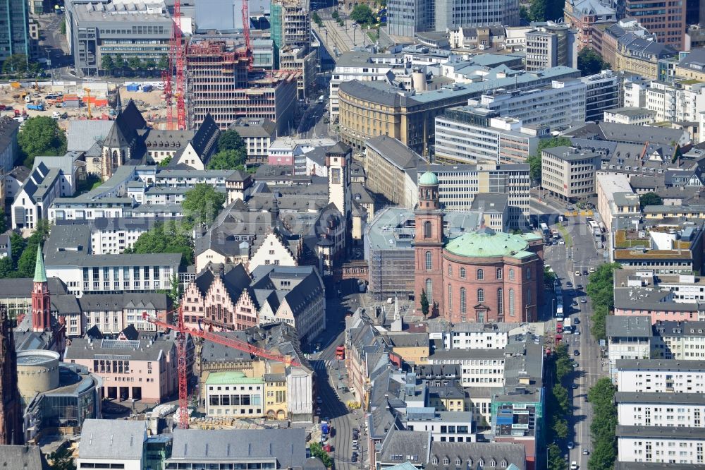 Aerial photograph Frankfurt Main - Construction Dom-Römer-project (also known as the New Old Town Frankfurt) in Frankfurt in Hesse