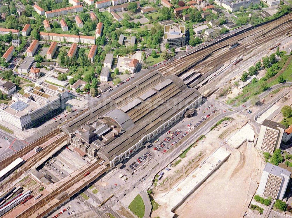 Aerial photograph Dresden - Baustelle vor dem Dresdner Hauptbahnhof.