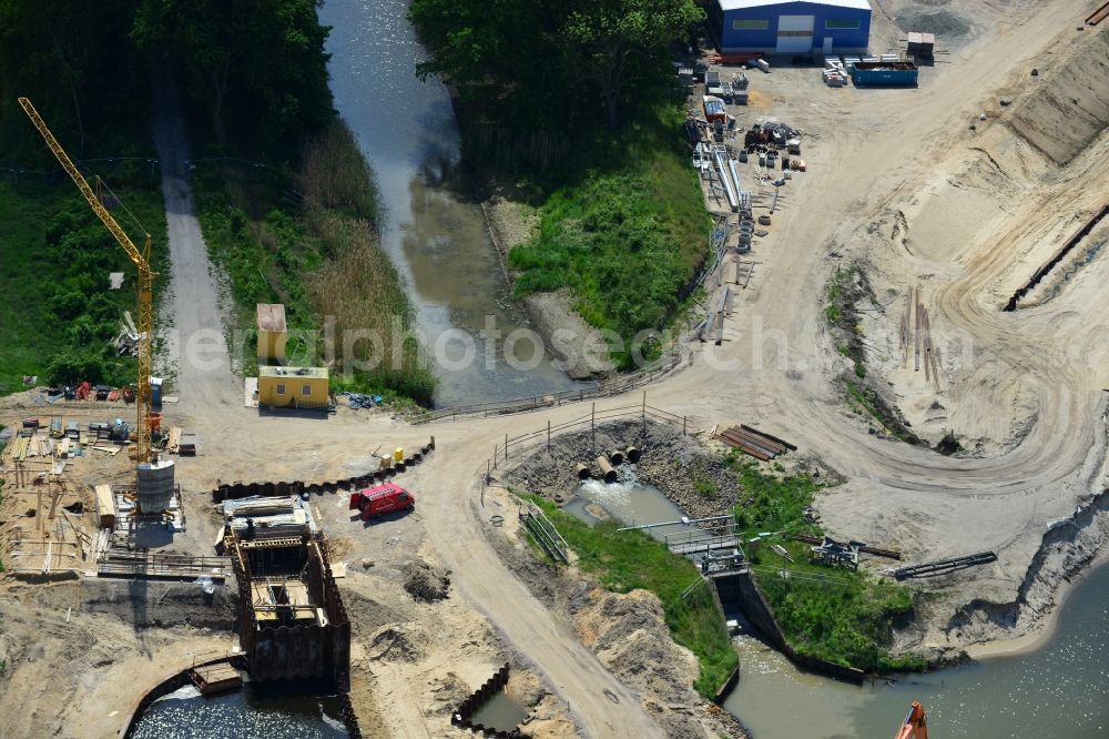 Zerben from the bird's eye view: Construction site at the puncture Alter-Ihlekanal at the lock Zerben the Elbe-Havel Canal in the state of Saxony-Anhalt