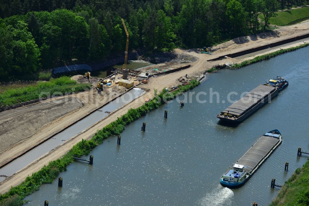 Zerben from the bird's eye view: Construction site at the puncture Alter-Ihlekanal at the lock Zerben the Elbe-Havel Canal in the state of Saxony-Anhalt