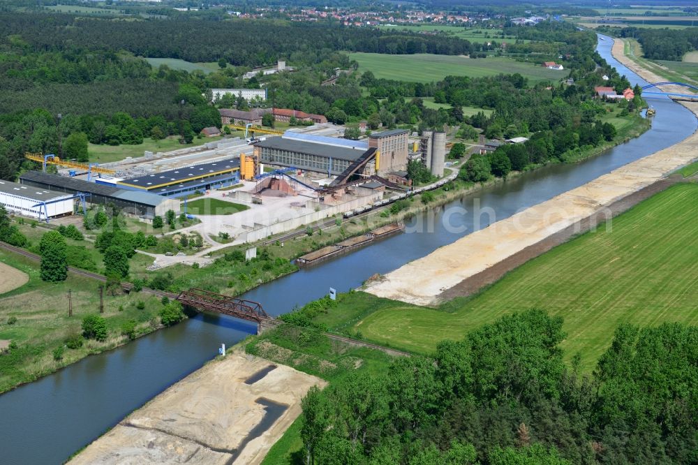 Aerial photograph Zerben - Construction site at the puncture Alter-Ihlekanal at the lock Zerben the Elbe-Havel Canal in the state of Saxony-Anhalt