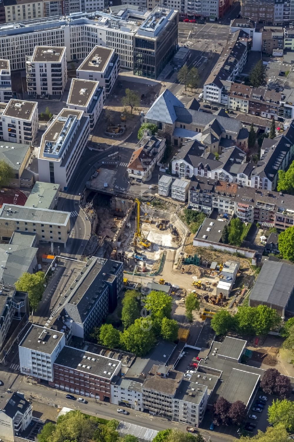 Aerial photograph Köln - Construction site at the former crash site of the collapsed City Archives in Cologne, North Rhine-Westphalia