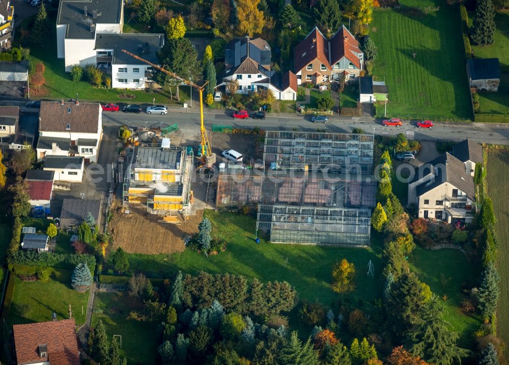 Aerial image Stockum - Construction site for a building at the garden and flower shop in Stockum in the state of North Rhine-Westphalia