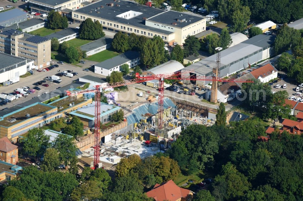 Aerial image Berlin - Construction site for a new extension to the hospital grounds Arona Klinik of UKB BG Klinikum Unfallkrankenhaus Berlin gGmbH in the district Bezirk Marzahn-Hellersdorf in Berlin