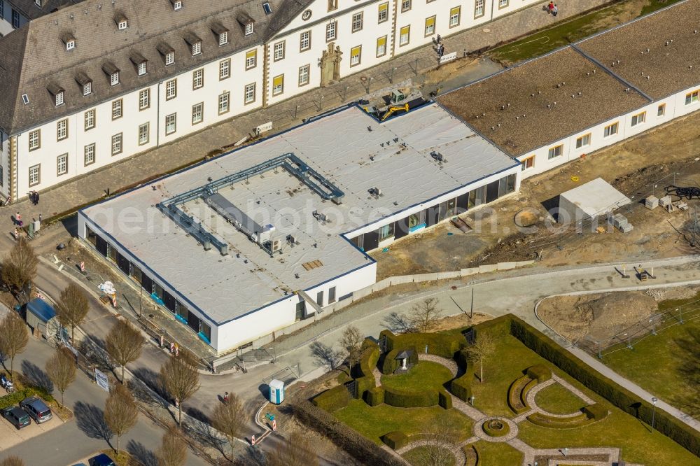 Aerial image Schmallenberg - Construction site for a new extension to the hospital grounds Fachkronkenhaus Kloster Grafschaft on Annostrasse in Schmallenberg in the state North Rhine-Westphalia, Germany