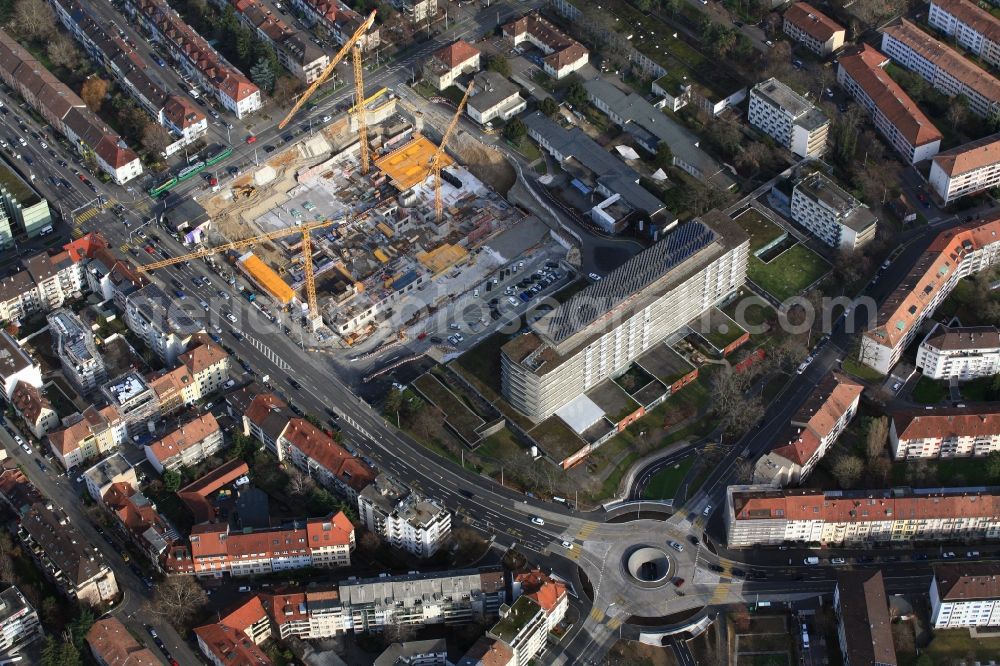 Basel from the bird's eye view: Construction site for a new extension to the hospital grounds Felix Platter-Spital in Basel in Switzerland