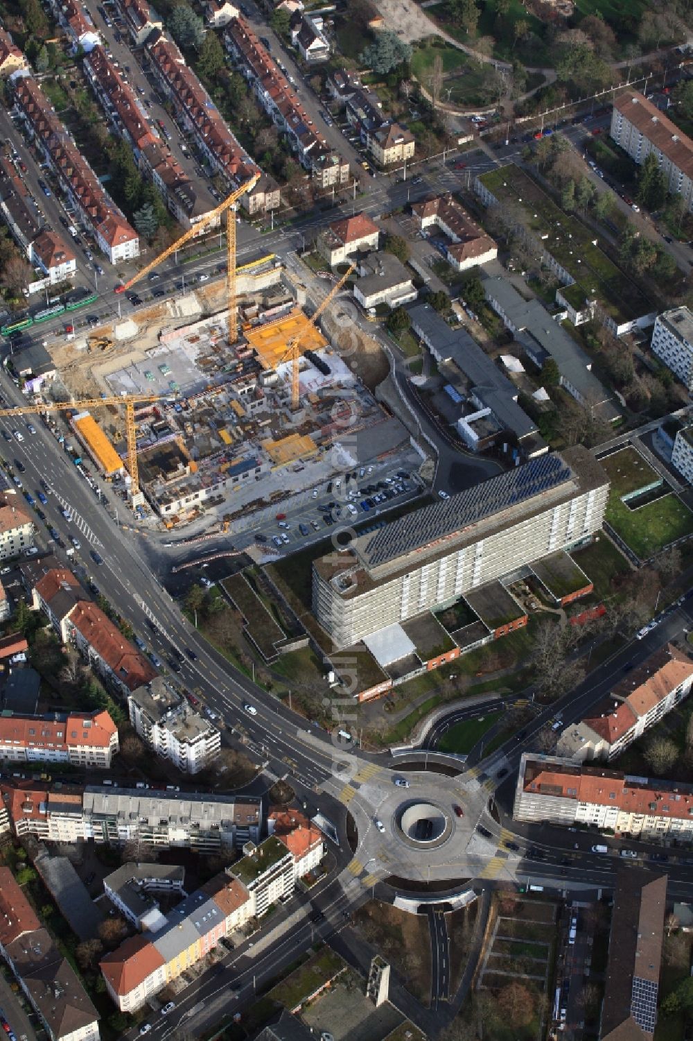 Aerial image Basel - Construction site for a new extension to the hospital grounds Felix Platter-Spital in Basel in Switzerland