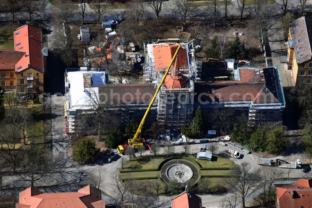 Berlin from above - Construction site for a new extension to the hospital grounds of Heiligenfeld GmbH in the district Bezirk Marzahn-Hellersdorf in Berlin