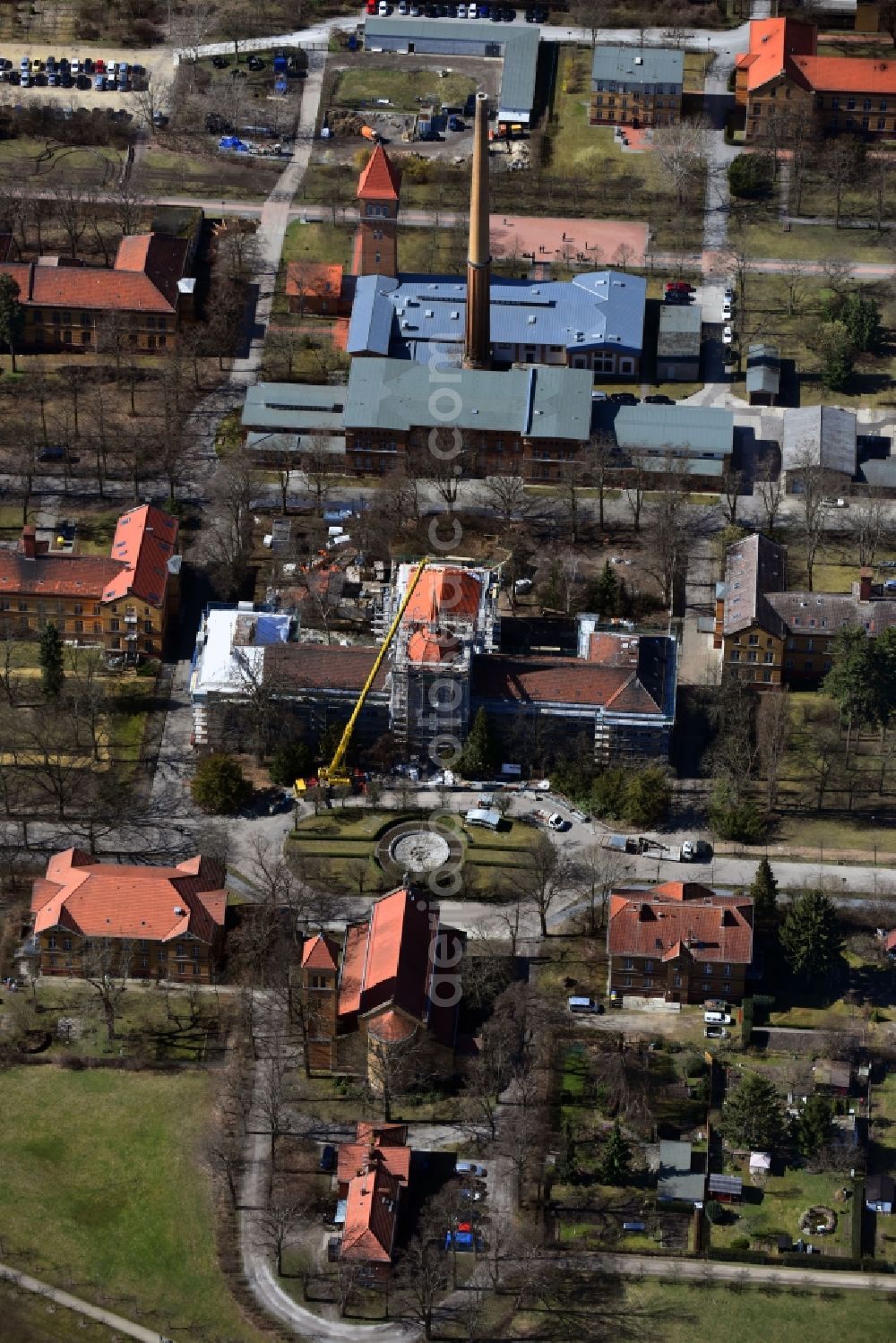 Aerial photograph Berlin - Construction site for a new extension to the hospital grounds of Heiligenfeld GmbH in the district Bezirk Marzahn-Hellersdorf in Berlin