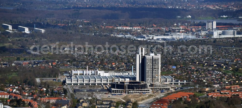 Aerial image Herlev - Construction site for a new extension to the hospital grounds Herlev Hospital on Herlev Ringvej in Herlev in Copenhagen, Denmark