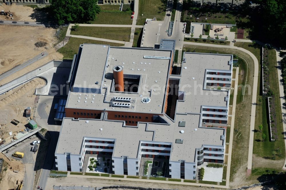 Aerial image Rüdersdorf - Construction site for a new extension to the hospital grounds Immanuel Klinik Ruedersdorf in Ruedersdorf in the state Brandenburg, Germany