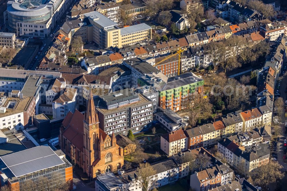 Aerial photograph Dortmund - Construction site for a new extension to the hospital grounds St.-Johannes-Hospital Dortmund on Johannesstrasse in Dortmund in the state North Rhine-Westphalia, Germany