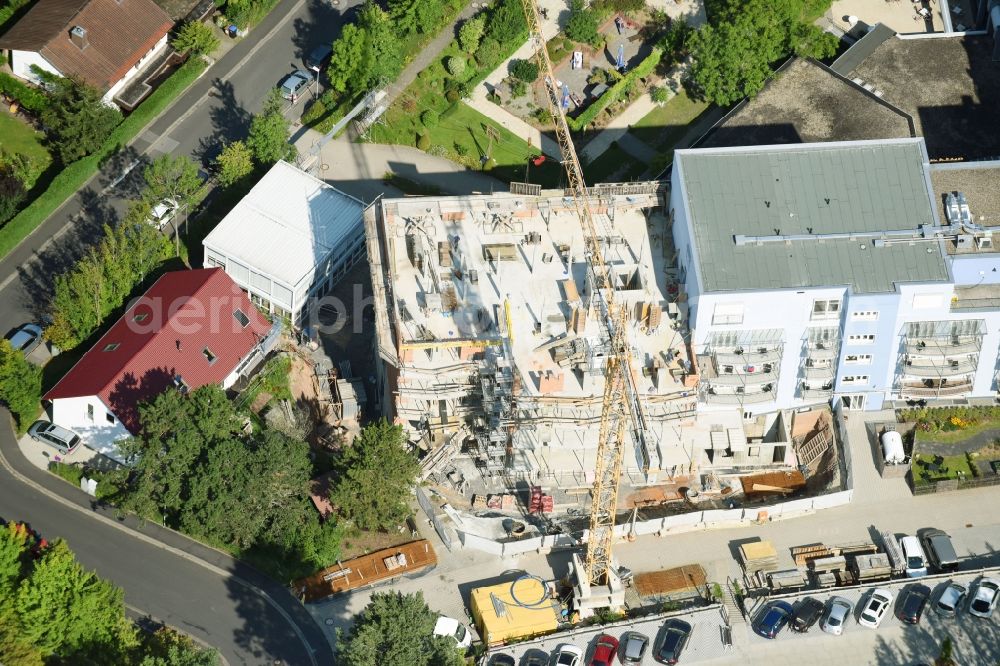 Aerial image Bad Kissingen - Construction site for a new extension to the hospital grounds Klinik Bavaria GmbH & Co. KG on Von-der-Tann-Strasse in Bad Kissingen in the state Bavaria, Germany