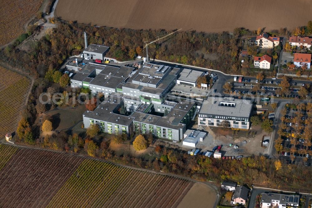 Aerial image Kitzingen - Construction site for a new extension to the hospital grounds of Klinikdienste Kitzinger Land GmbH on Keltenstrasse in Kitzingen in the state Bavaria, Germany