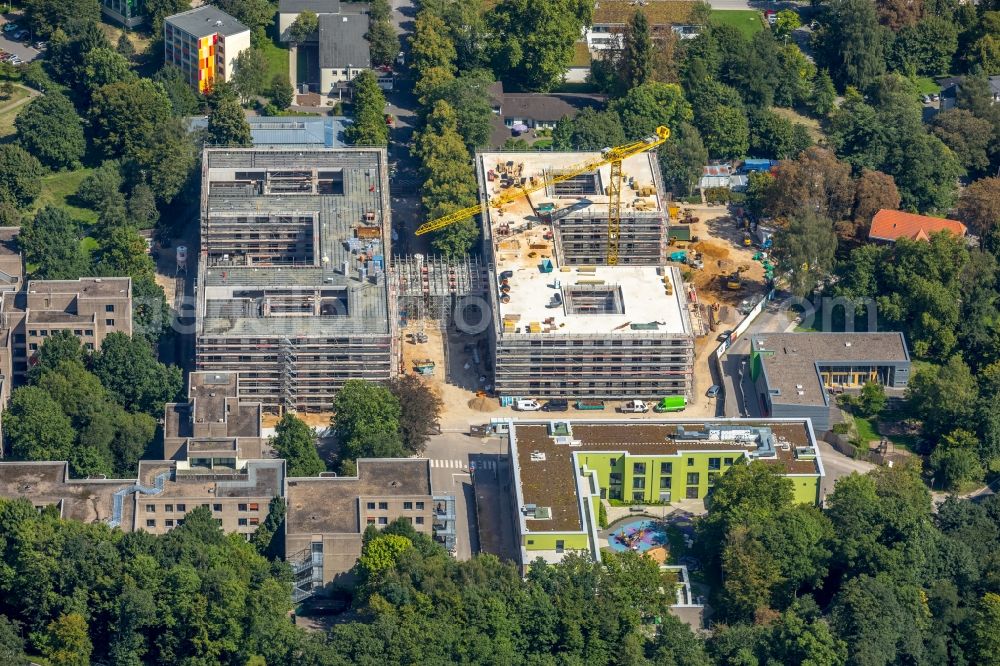 Düsseldorf from above - Construction site for a new extension to the hospital grounds LVR-Klinikum Grafenberg in Duesseldorf in the state North Rhine-Westphalia