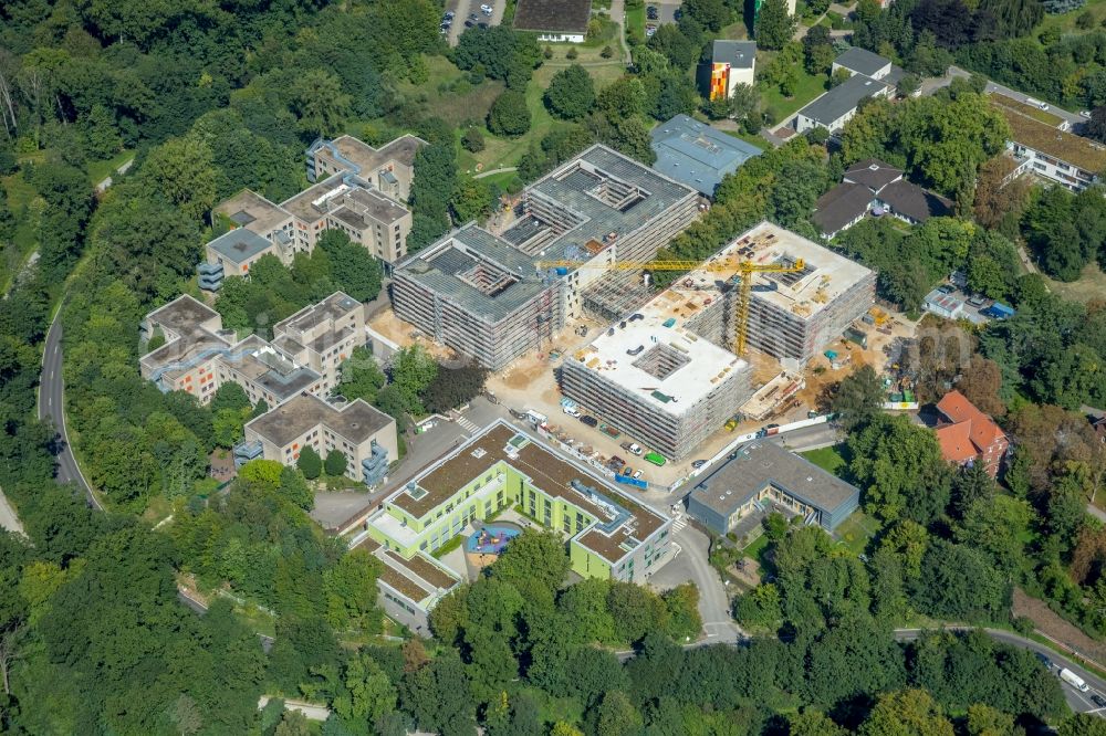 Aerial image Düsseldorf - Construction site for a new extension to the hospital grounds LVR-Klinikum Grafenberg in Duesseldorf in the state North Rhine-Westphalia