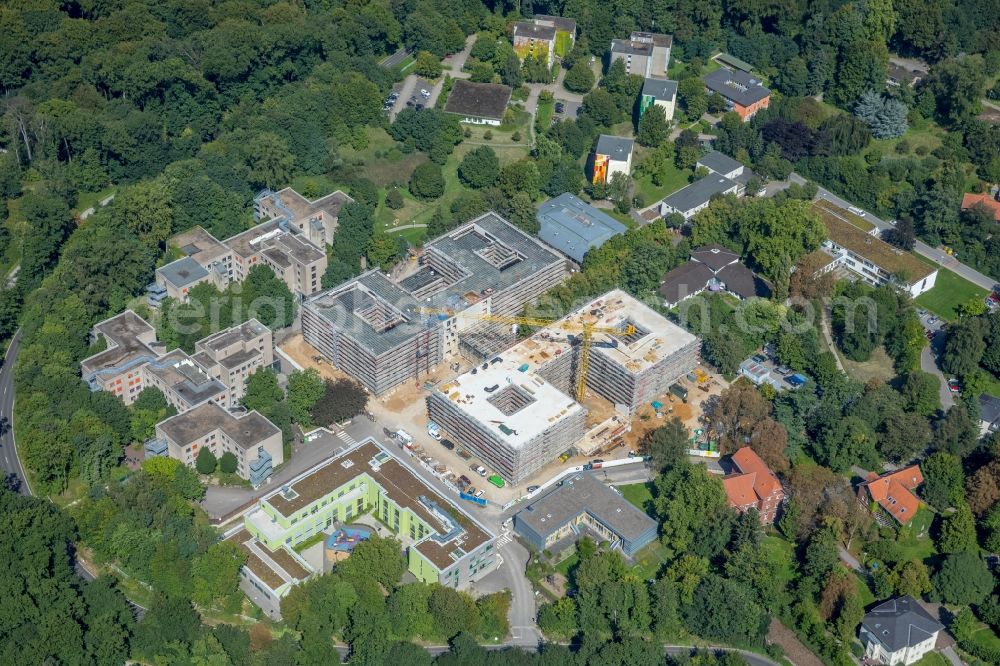 Aerial photograph Düsseldorf - Construction site for a new extension to the hospital grounds LVR-Klinikum Grafenberg in Duesseldorf in the state North Rhine-Westphalia