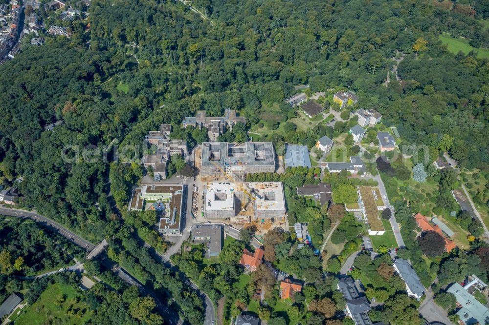 Düsseldorf from above - Construction site for a new extension to the hospital grounds LVR-Klinikum Grafenberg in Duesseldorf in the state North Rhine-Westphalia