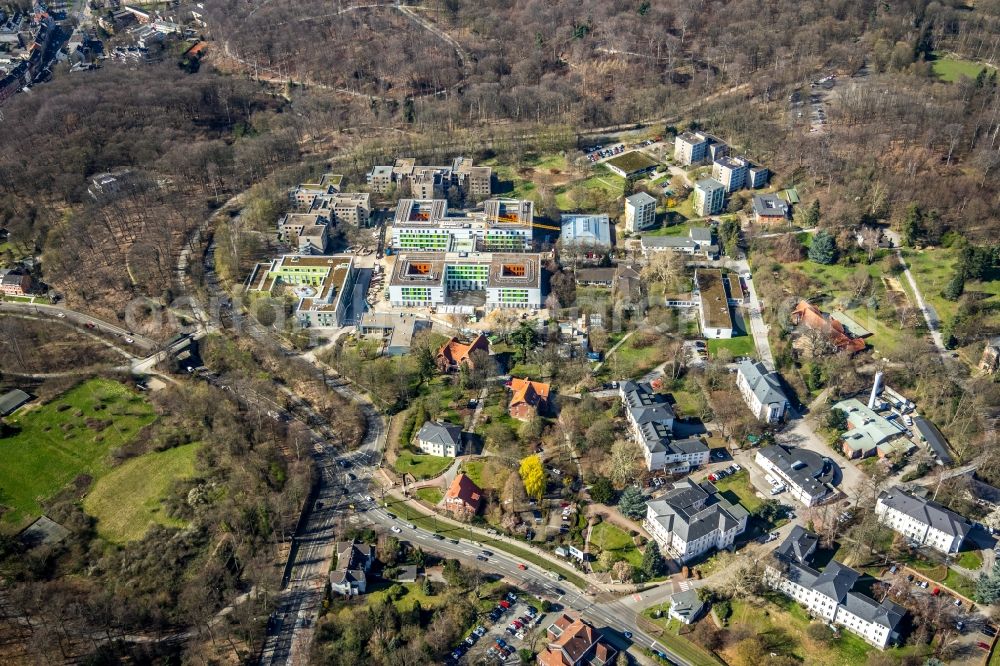 Düsseldorf from above - Construction site for a new extension to the hospital grounds LVR-Klinikum Grafenberg in Duesseldorf in the state North Rhine-Westphalia