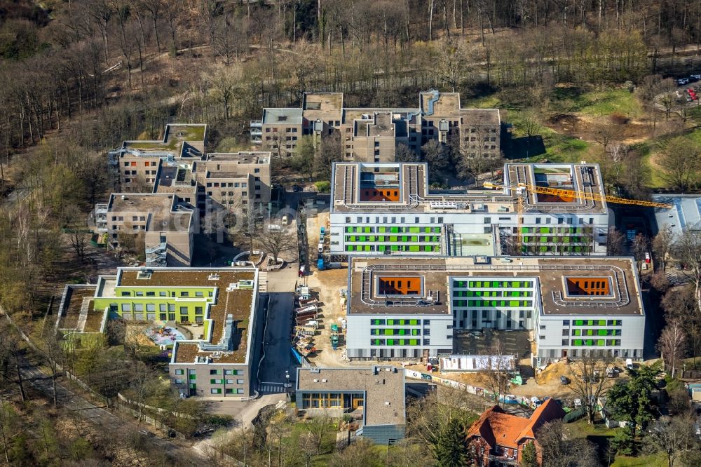 Aerial image Düsseldorf - Construction site for a new extension to the hospital grounds LVR-Klinikum Grafenberg in Duesseldorf in the state North Rhine-Westphalia