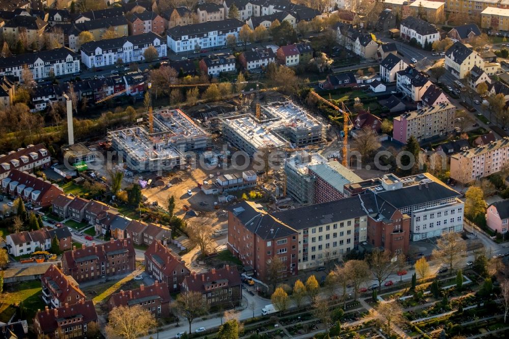 Aerial image Herne - Construction site for a new extension to the hospital grounds Marienhospital-Herne II on Widumer Strasse in Herne in the state North Rhine-Westphalia, Germany