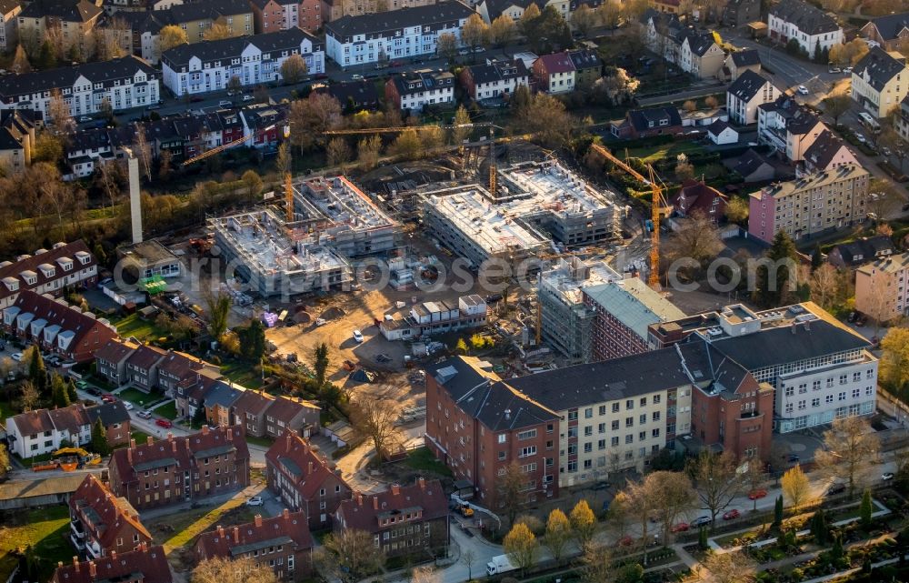 Aerial photograph Herne - Construction site for a new extension to the hospital grounds Marienhospital-Herne II on Widumer Strasse in Herne in the state North Rhine-Westphalia, Germany