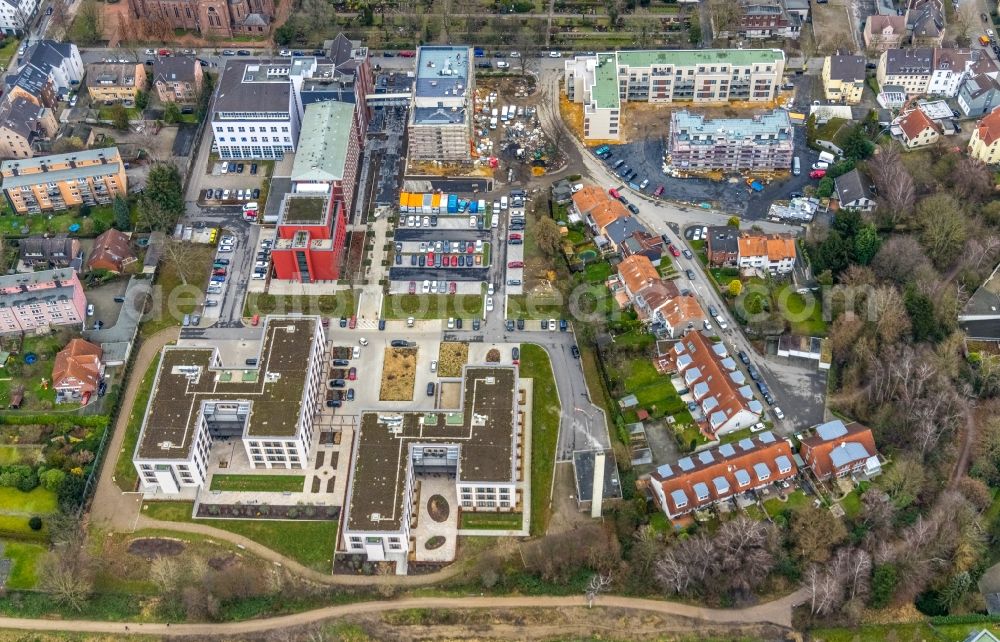 Herne from above - Construction site for a new extension to the hospital grounds Marienhospital-Herne II on Widumer Strasse in Herne in the state North Rhine-Westphalia, Germany