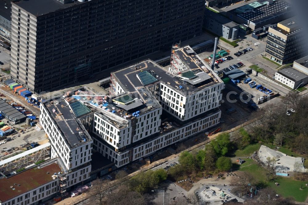 Kopenhagen from the bird's eye view: Construction site for a new extension to the hospital grounds Rigshospitalet on Blegdonsvej in Copenhagen in Denmark