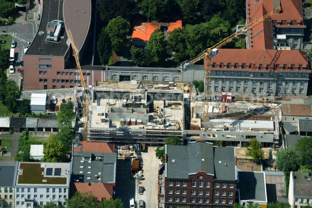 Aerial image Berlin - Construction site for a new extension to the hospital grounds Sana Klinikum Lichtenberg on Fanningerstrasse in the district Lichtenberg in Berlin, Germany