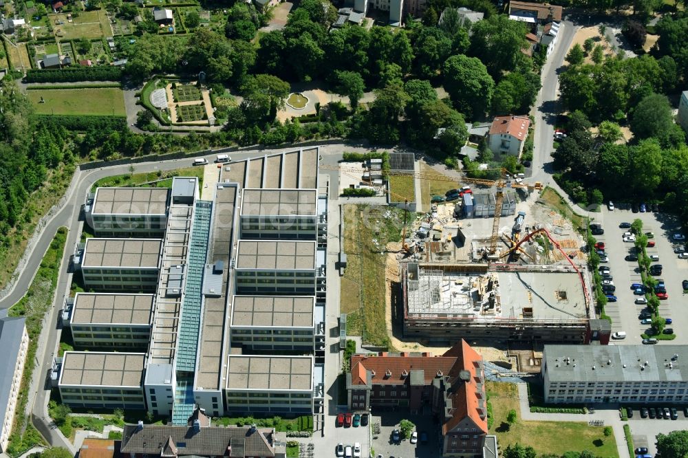 Brandenburg an der Havel from above - Construction site for a new extension to the hospital grounds Staedtisches Klinikum Brandenburg GmbH on Hochstrasse in Brandenburg an der Havel in the state Brandenburg, Germany